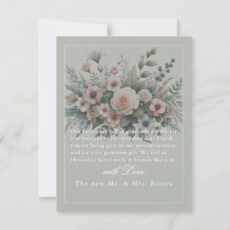 Dusty Rose Botanical Wedding Thank You Card