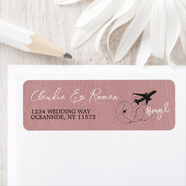 Dusty Rose Brazil Passport Return Address Label (Insitu)