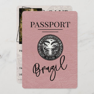 Dusty Rose Brazil Passport Save The Date