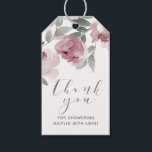 Dusty Rose Bridal Shower Floral Favour Gift Tags<br><div class="desc">Dusty Rose / Mauve & Dusty Sage Watercolor Floral Bridal Shower Favour Tags: These adorable favour tags feature a watercolor painted floral bouquet in dusty rose, mauve & sage green The words "thank you" are in a flowing handwritten messy calligraphy script. The back has the couple's initials & wedding date....</div>