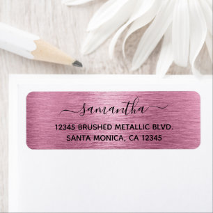 Dusty Rose Brushed Metallic Elegant Name Return Address Label