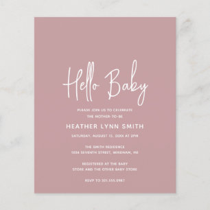 Dusty Rose Budget Hello Baby Shower Invitation