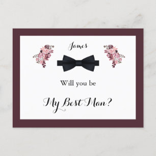 Dusty Rose Burgundy Best Man Request Card