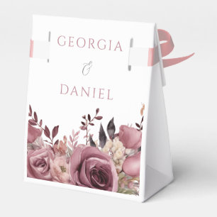 Dusty Rose & Burgundy Boho Floral Wedding Favour Box