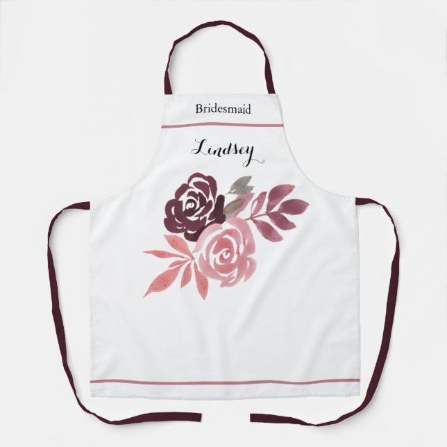 Dusty Rose Burgundy Bridesmaid Apron (Front)