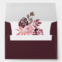 Dusty Rose Burgundy Floral Wedding Envelopes