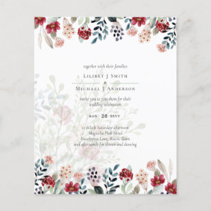 Dusty Rose Burgundy Floral Wedding Flyer