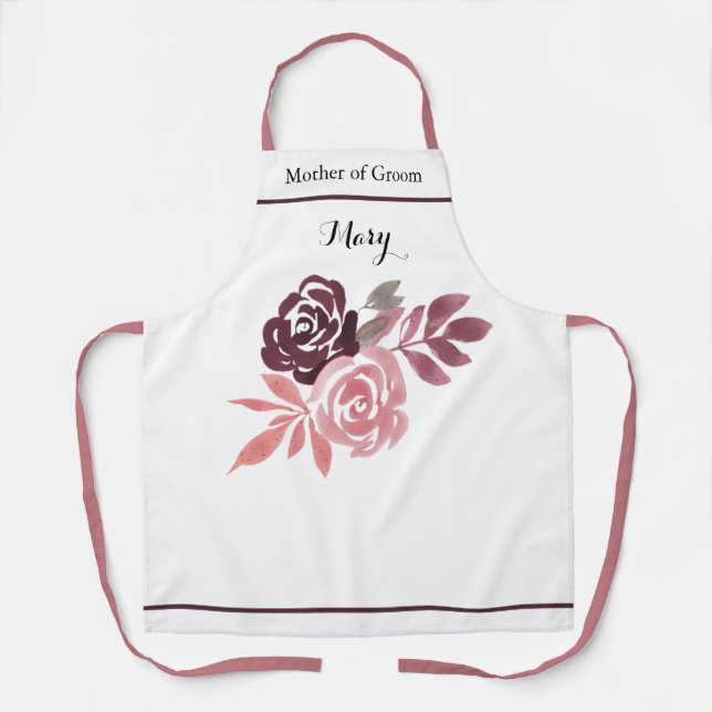 Dusty Rose Burgundy Mother of Groom Apron (Front)