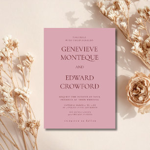 Dusty Rose Burgundy Old Money Formal Wedding Invitation
