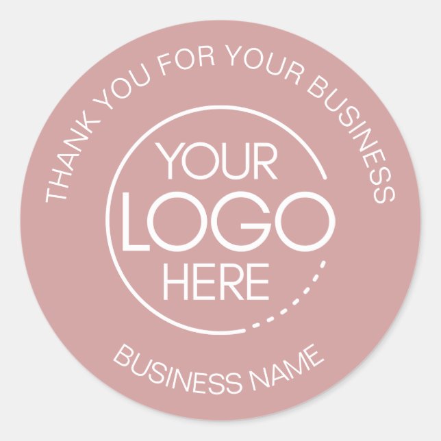 Dusty Rose Business Thank You Classic Round Sticker (Front)