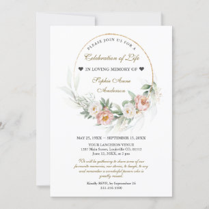 Dusty Rose Celebration of Life Funeral Memorial Invitation