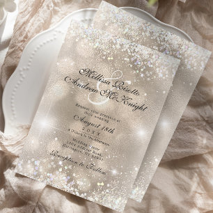 Dusty Rose Champagne Glitter Wedding Invitation