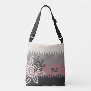Dusty Rose/Charcoal Custom Floral Crossbody Bag