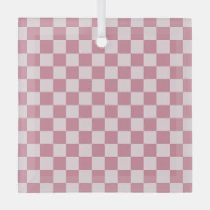 Dusty rose checkerboard pattern glass tree decoration