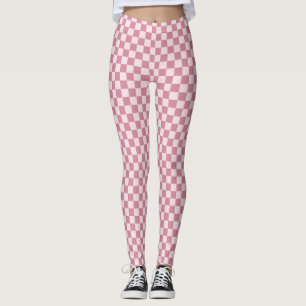 Dusty rose checkerboard pattern leggings