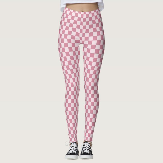 Dusty rose checkerboard pattern leggings (Front)