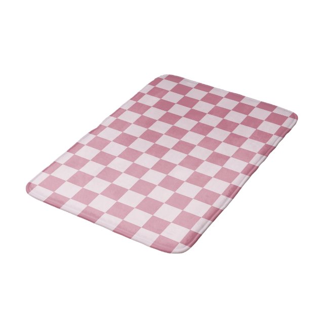 Dusty rose chequerboard pattern bath mat (Angled)