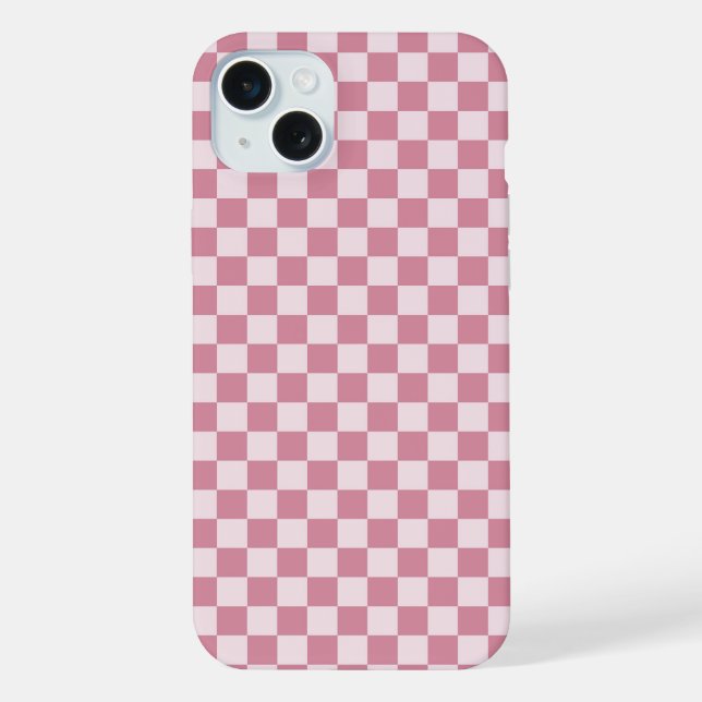 Dusty rose chequerboard pattern iPhone case (Back)
