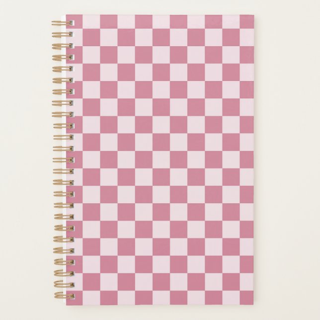 Dusty rose chequerboard pattern planner (Front)