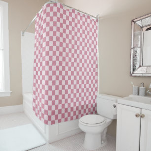 Dusty rose chequerboard pattern shower curtain