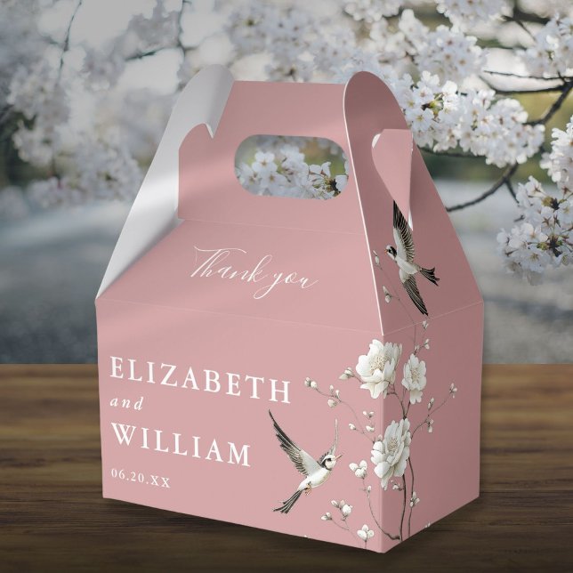 Dusty Rose Chinoiserie Floral Wedding Thank You Favour Box (Dusty Rose Chinoiserie Floral Wedding Thank You Favor Boxes)
