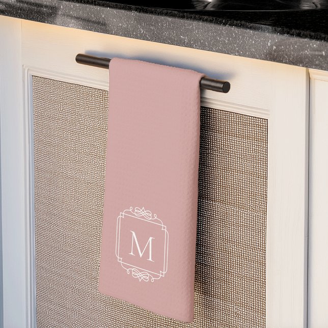 Dusty Rose | Classic Frame Monogram Tea Towel (Creator Uploaded)