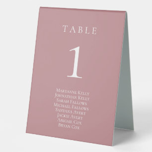 Dusty Rose Classic Table Number with Seating Chart