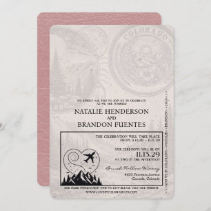Dusty Rose Colorado Passport Wedding Invitation