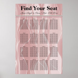 Dusty Rose colour Silk & White Pearls Seating Char Poster