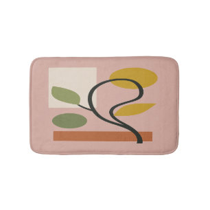 Dusty Rose Contemporary Geometric  Bath Mat