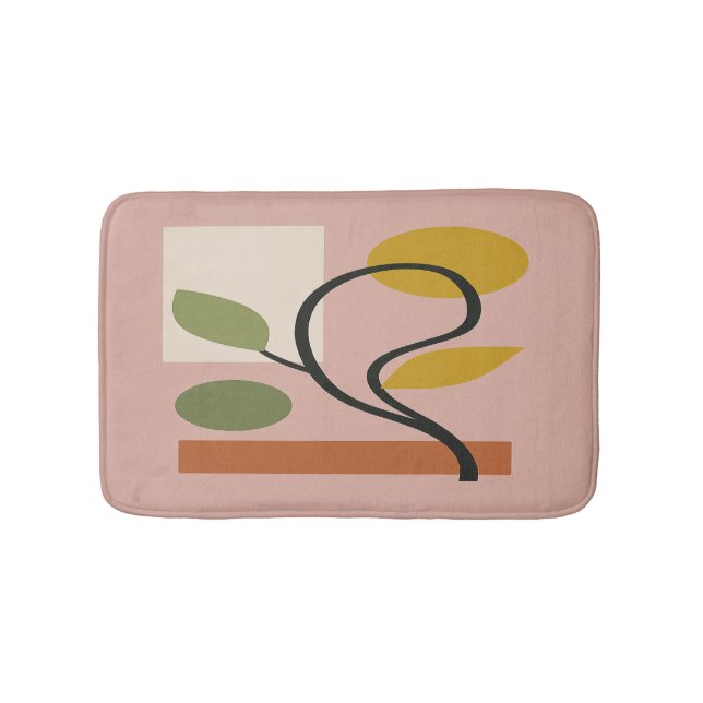 Dusty Rose Contemporary Geometric  Bath Mat (Front)
