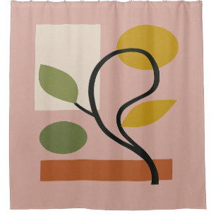 Dusty Rose Contemporary Geometric Shower Curtain