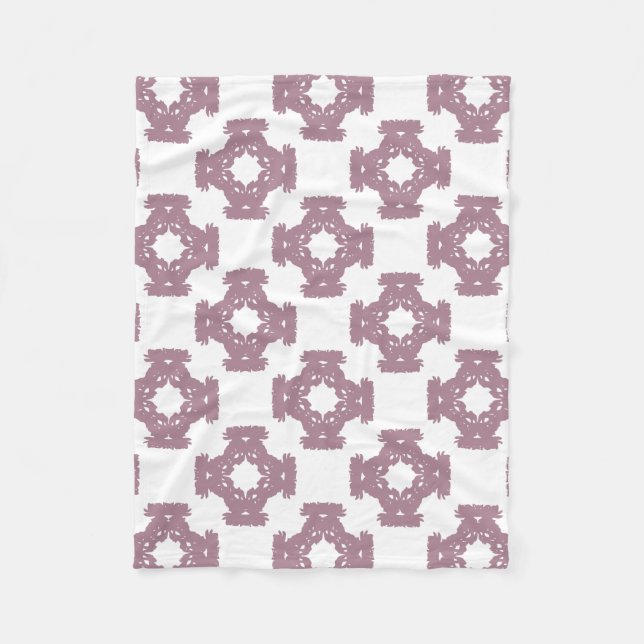 Dusty Rose Damask Pattern Fleece Blanket (Front)