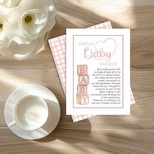 Dusty Rose Display Shower Card | Unwrapped Gifts  (Display Baby Shower)