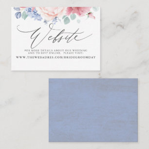Dusty Rose Dusty Blue Floral Wedding Website Card