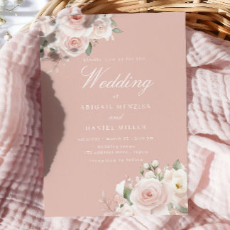 Dusty Rose Elegant Blush Wedding  Invitation