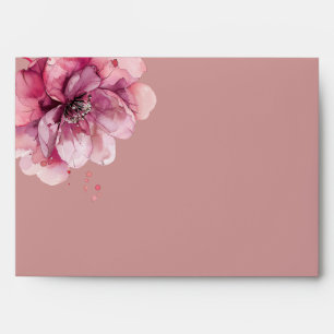 Dusty Rose Elegant Floral Return Address Envelope