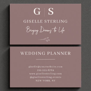 Dusty Rose Elegant Minimalist Monogram  Business Card