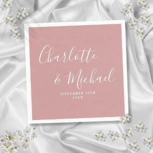 Dusty Rose Elegant Script Minimalist Napkin