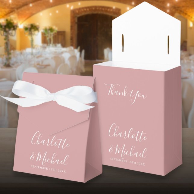 Dusty Rose Elegant Script Wedding Favour Box (Dusty Rose Elegant Script Wedding Favor Box)