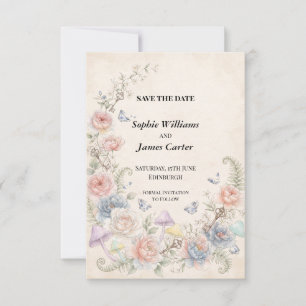 Dusty Rose Enchanted Garden Alice in Wonderland Save The Date