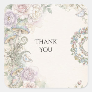 Dusty Rose Enchanted Garden Alice in Wonderland Square Sticker