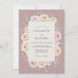 Dusty Rose Ethereal Blossom Wedding Invitation