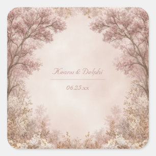 Dusty Rose Ethereal Forest Arch Wedding Square Sticker