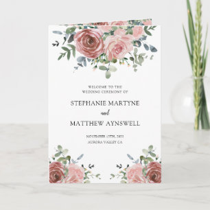 Dusty Rose Eucalyptus Botanical Wedding Program