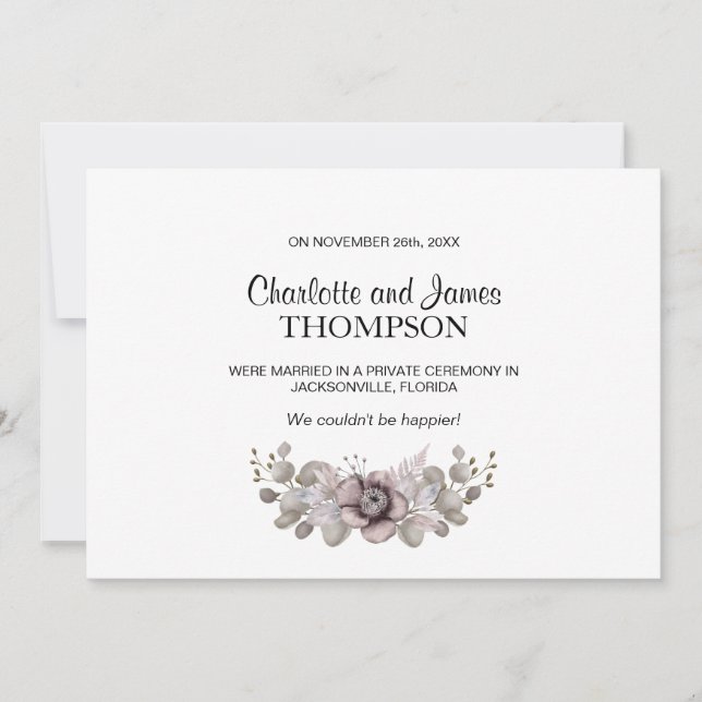 Dusty Rose Eucalyptus Leaves Wedding Announcement (Front)