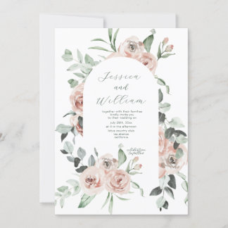 Dusty Rose Eucalyptus Script QR Code Wedding   Invitation