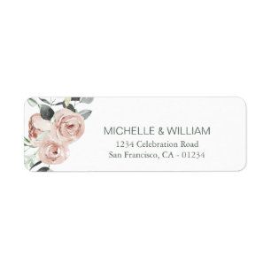 Dusty Rose Eucalyptus Simple Floral Label Return Address Label