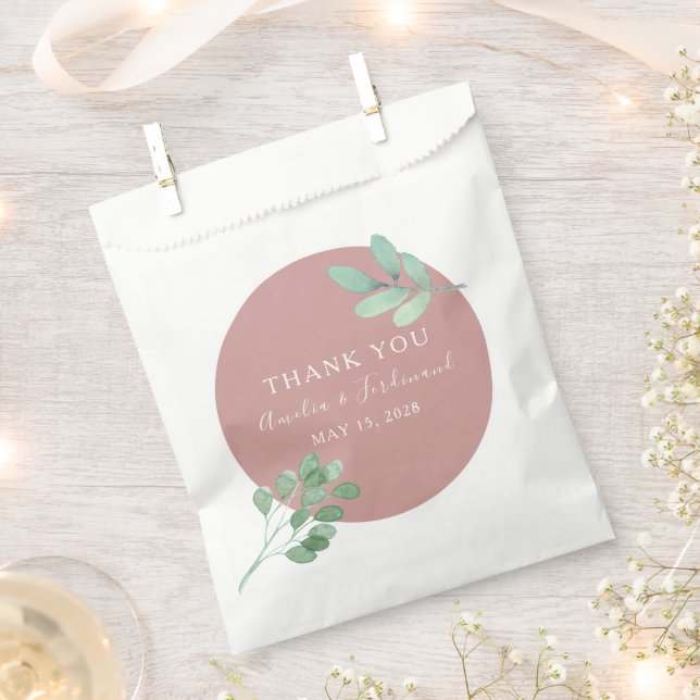 Dusty Rose Eucalyptus Wedding Favour Gift Bag (Clipped)