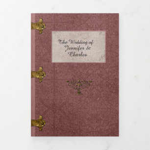 Dusty Rose Fairy Tale Wedding Photo Tri-Fold Invitation